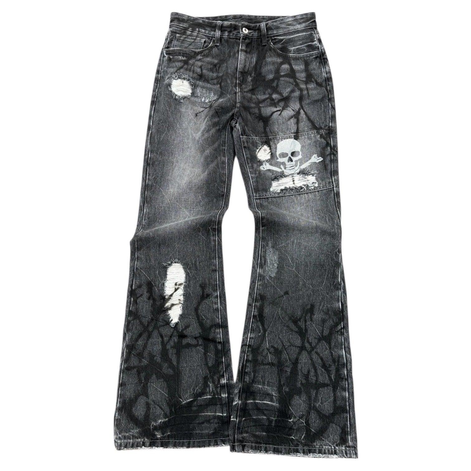 "Crossbones" Flared Denim