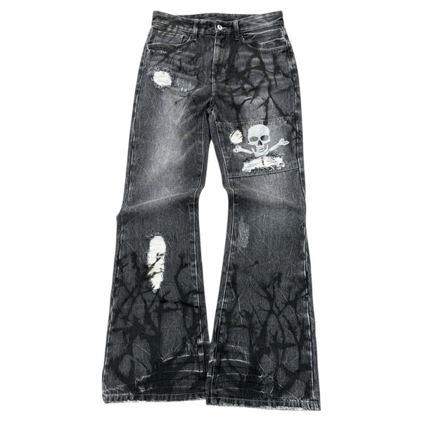 "Crossbones" Flared Denim