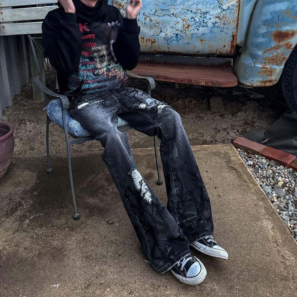 "Crossbones" Flared Denim